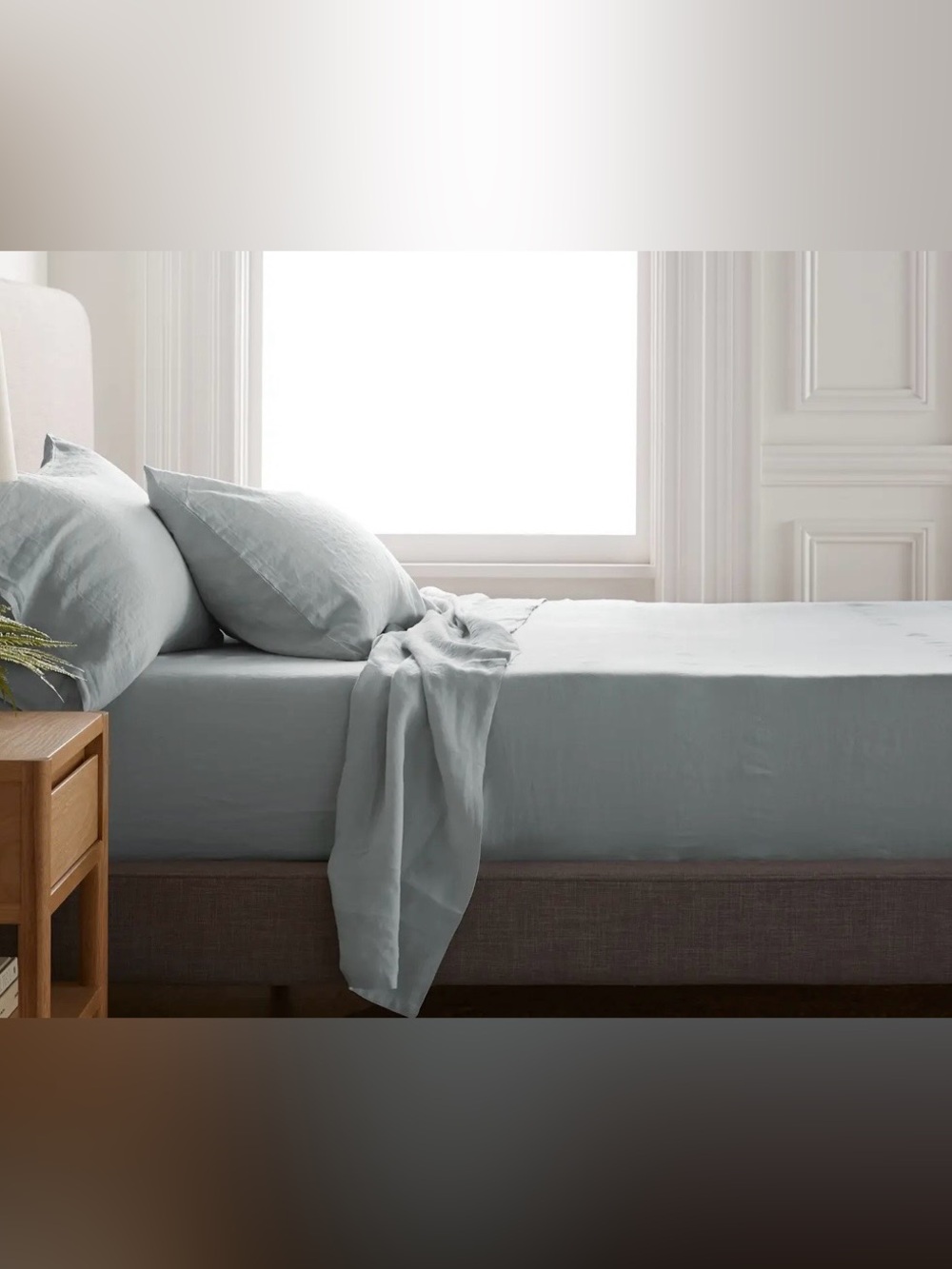 Quince European Linen 4 Piece Sheet Set, Cal King (Mist)
